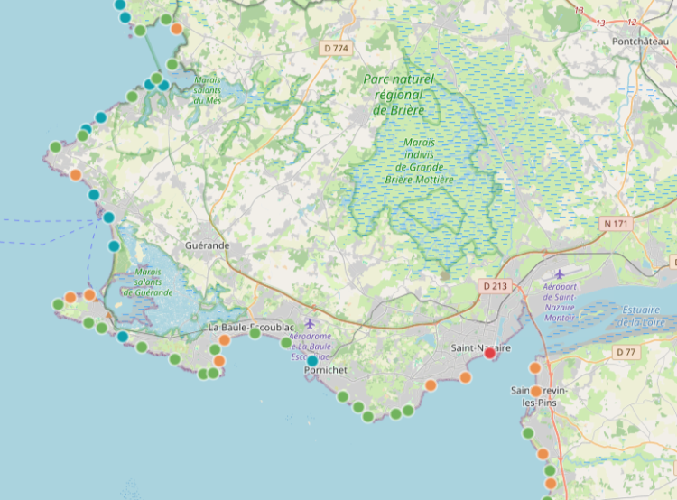 De Mesquer à La Baule : que dit la carte La Belle Plage sur nos eaux de baignade ?